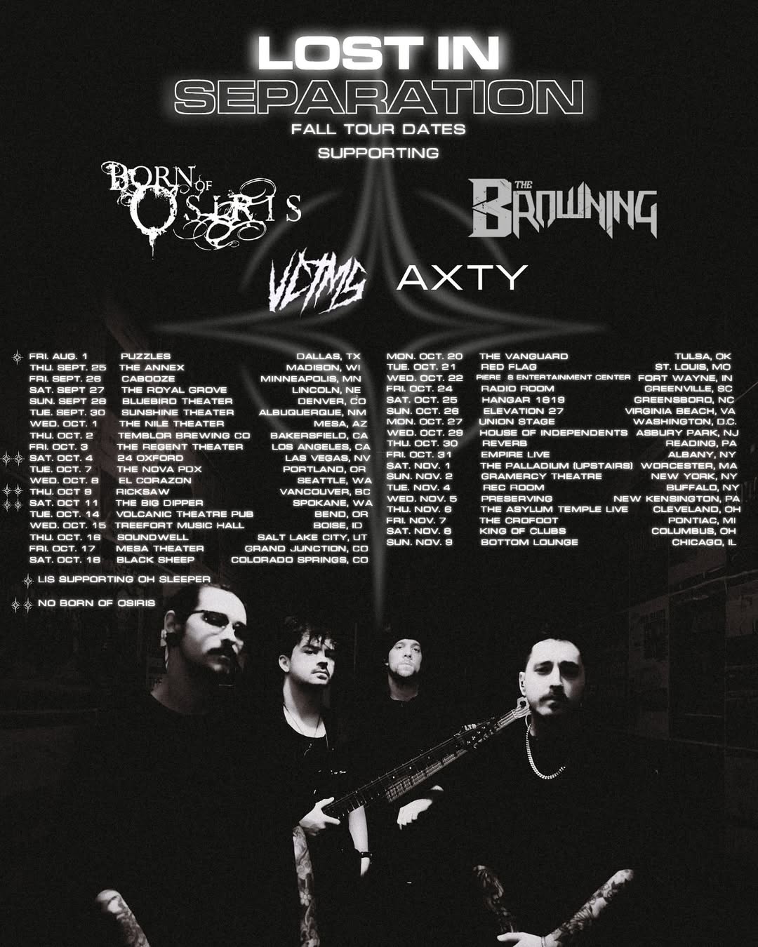 Lost in Separation THROUGH SHADOWS USA TOUR Tour Poster